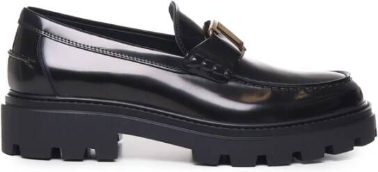TOD'S Zwarte platte schoenen met 98% katoen Black Heren
