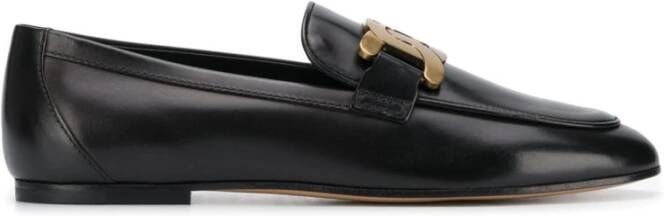 TOD'S Zwarte platte schoenen met kettinglink Black Dames