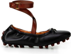 TOD'S Zwarte platte schoenen met Pinaforemetal breedte Zwart Dames