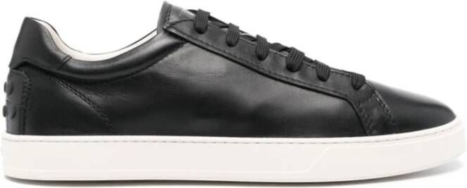 TOD'S Zwarte platte schoenen van generfd leer Black Heren