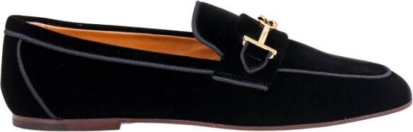 TOD'S Zwarte Velvet Loafer Schoenen Black Dames