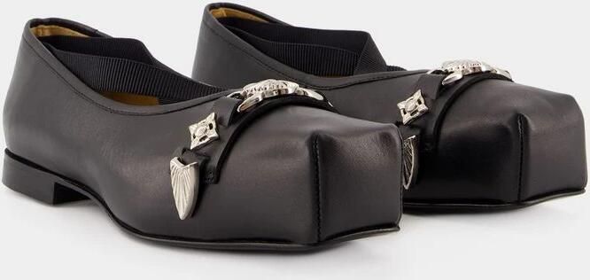 Toga Pulla Zwarte Leren Ballerina Slip-On Schoenen