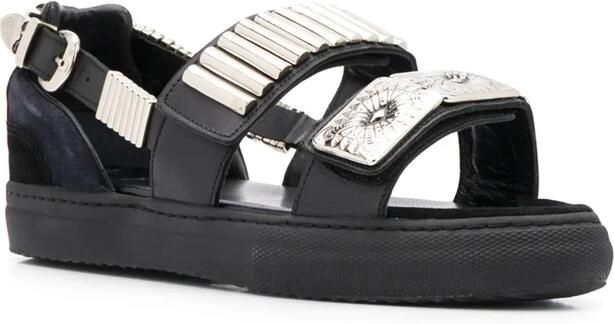 Toga Pulla Zwarte leren reliëfband sandalen - Foto 2