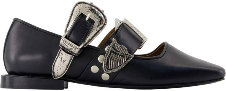 Toga Pulla Zwarte leren ballerina Noir stijl
