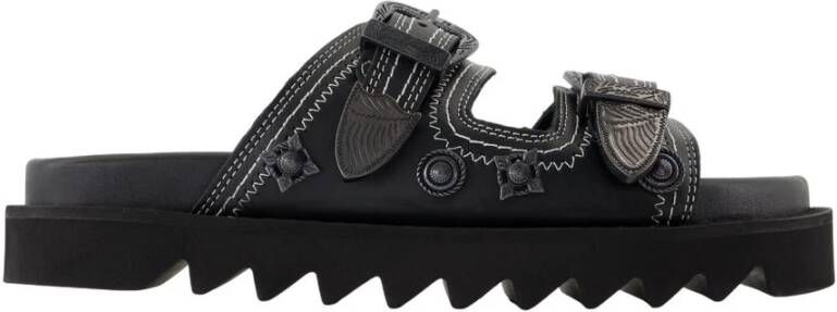 Toga Pulla Zwarte Leren Sandalen Noir Stijl