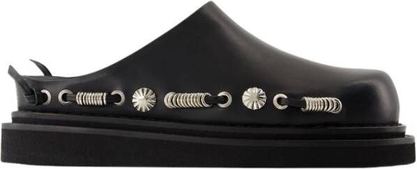 Toga Pulla Zwarte Leren Sandalen Ronde Neus
