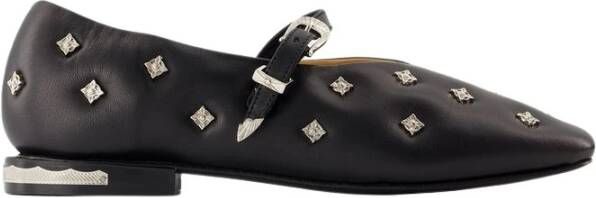 Toga Pulla Zwarte Slip-On Ballerina Rubberen Zool Black Dames