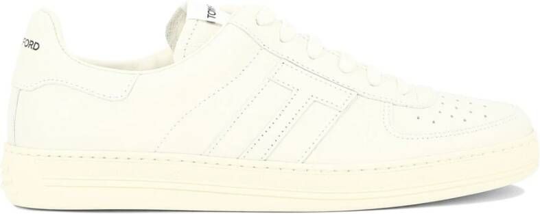 Tom Ford Cambridge Sneakers Leer en Katoen White Heren