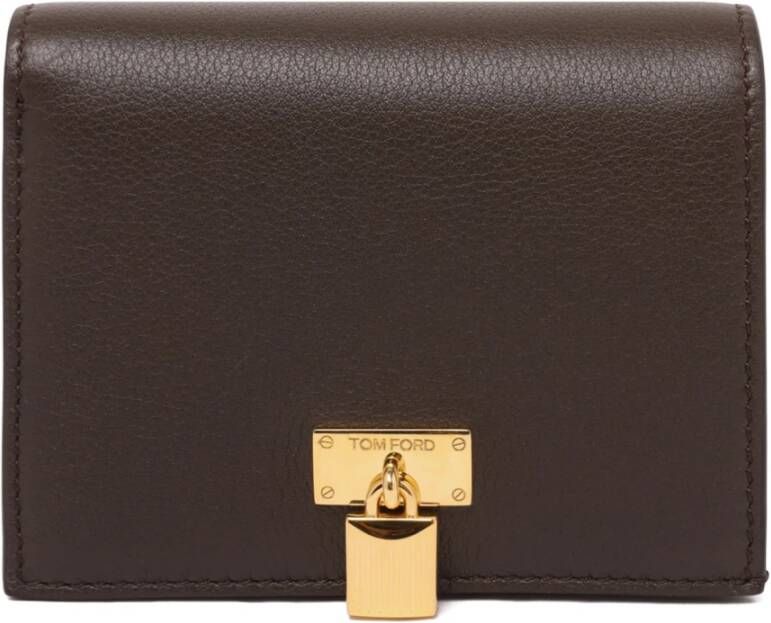 Tom Ford Chocolade Hangslot Compact Portemonnee Bruin