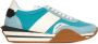 Tom Ford Sage Green en Cream White Leren Sneakers Blue Heren - Thumbnail 1