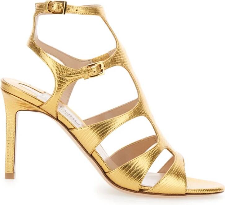 Tom Ford Gouden Hagedisprint Stiletto Sandalen Yellow Dames