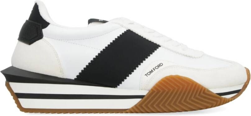 Tom Ford Leren lage sneakers met contrasterende inzetstukken White Heren