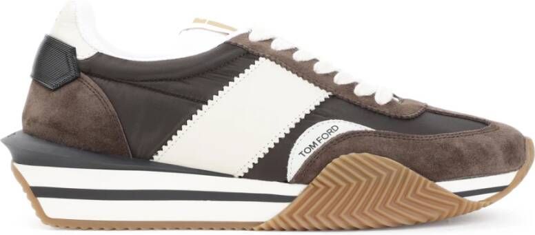 Tom Ford Leren Sneakers in Ebony Ivory