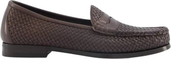 Tom Ford Luxe geweven leren loafers bruin
