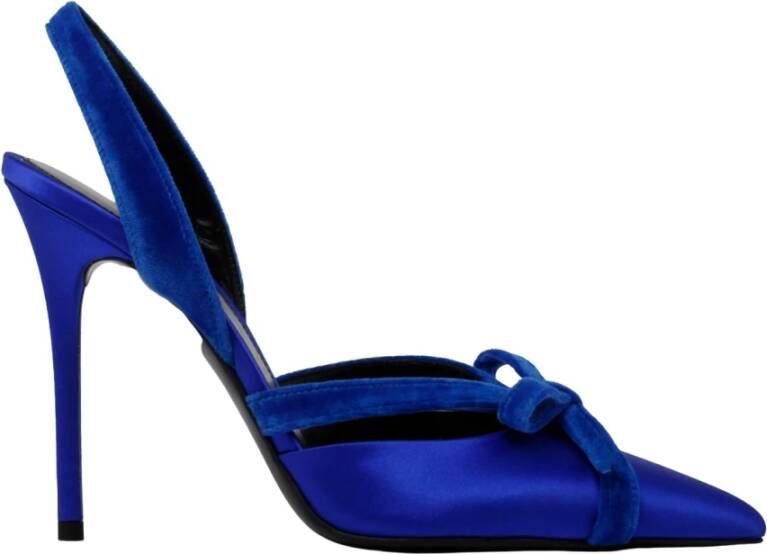 Tom Ford Blauwe Satijnen Velvet Strik Slingback Pump Blue Dames