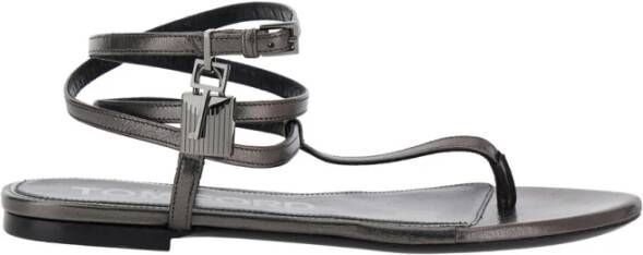 Tom Ford Metallic Lage Sandaal met Hangslot
