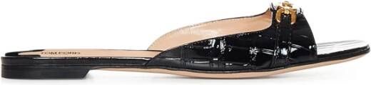 Tom Ford Zwarte Krokodil Slide Sandalen Black Dames