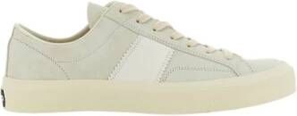 Tom Ford Marble en Cream Logo Patch Sneakers Beige Heren