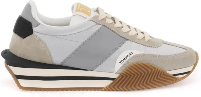 Tom Ford Zilveren Sneakers Vetersluiting Ronde Neus Multicolor Heren