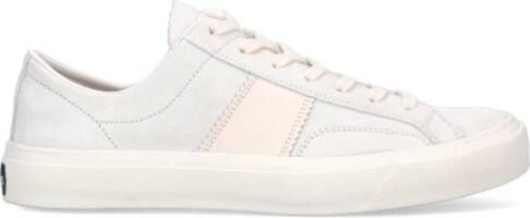 Tom Ford Witte en Beige Kalfsleren Lage Sneakers Wit Heren