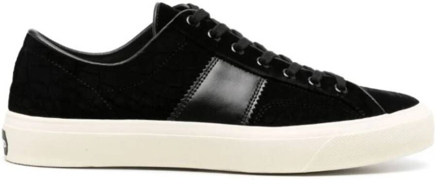 Tom Ford Cambridge Velvet Sneakers Zwart Creme Black Heren