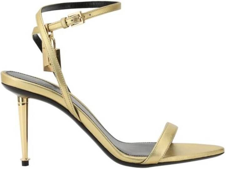 Tom Ford Elegante Stiletto Hak Hangslot Sandalen Yellow Dames