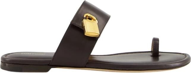 Tom Ford Espresso Flat Leather Sandals