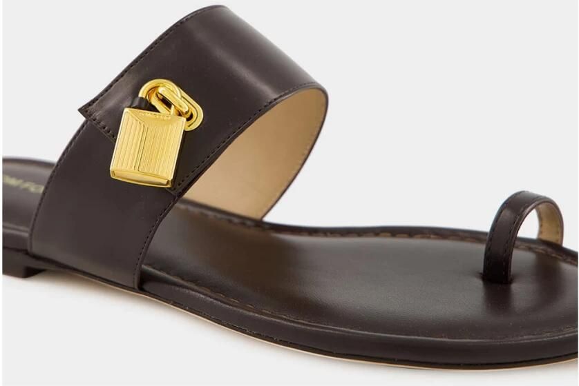 Tom Ford Espresso Flat Leather Sandals - Foto 2
