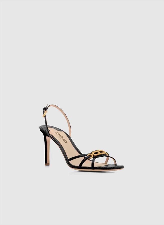 Tom Ford Gedrukte Hagedis Sandaal Black Dames