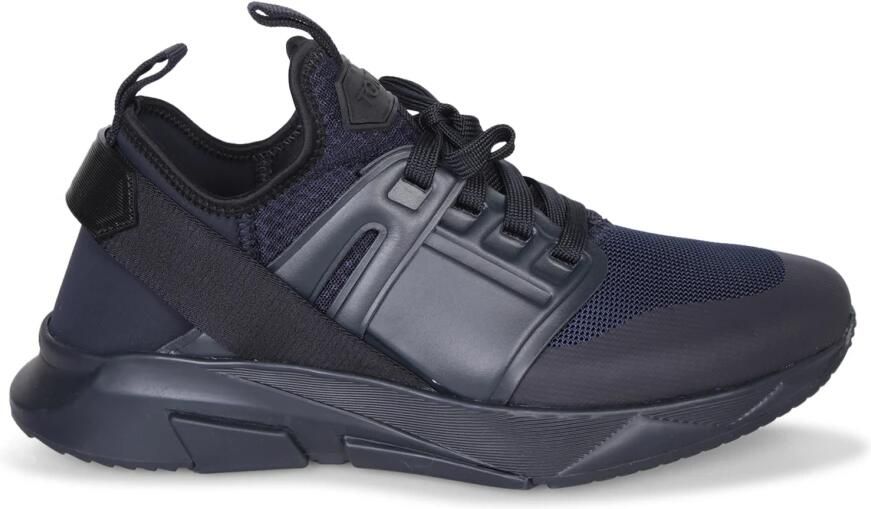 Tom Ford Leren en stoffen sneakers Blue Heren