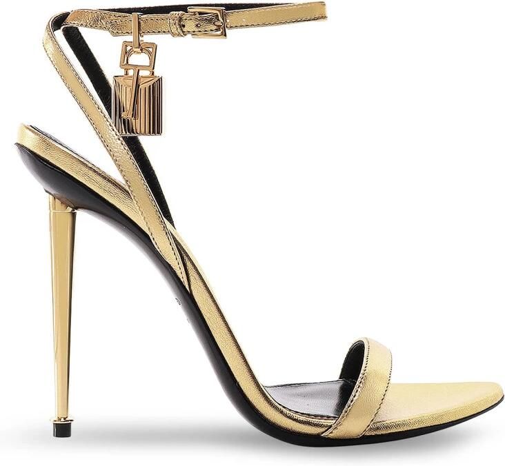 Tom Ford Laminated Nappa Leather Padlock Pointy Naked Sandal