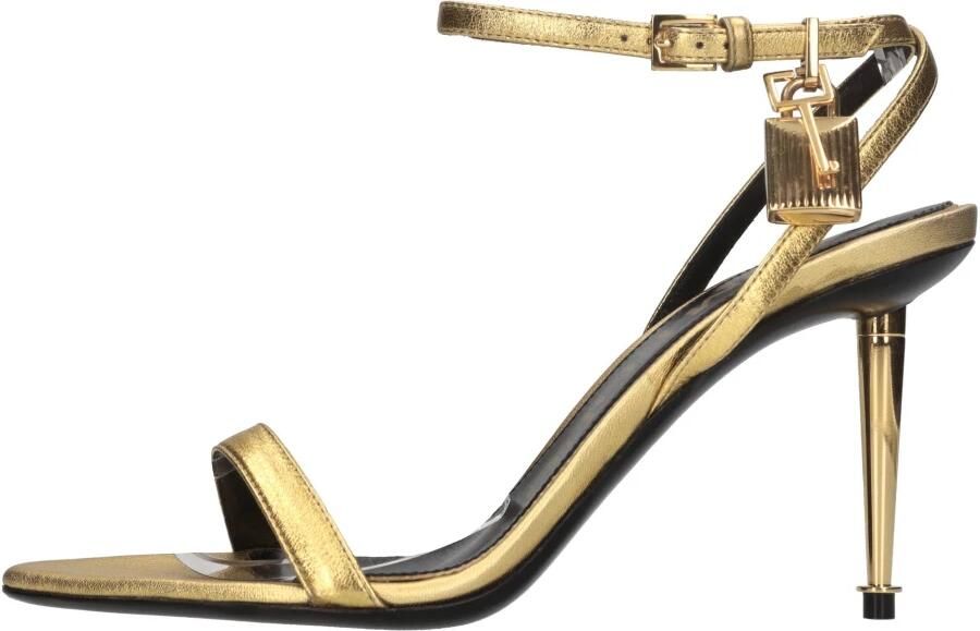 Tom Ford Stiletto Heel Leren Padlock Sandalen Yellow Dames