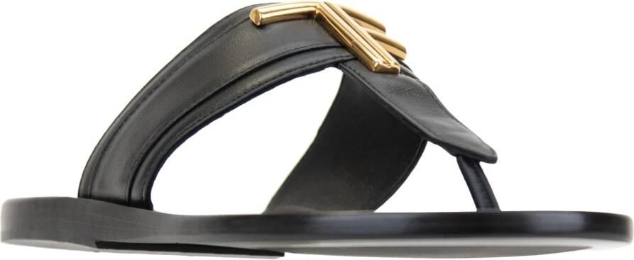 Tom Ford Platte leren sandalen met gouden details