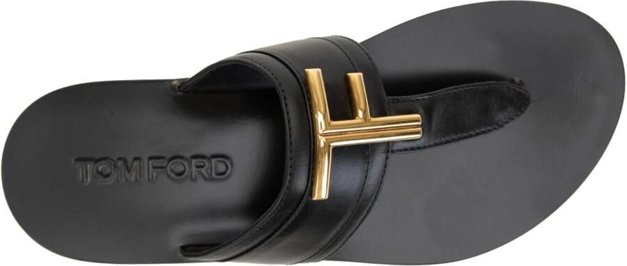 Tom Ford Platte leren sandalen met gouden details - Foto 3