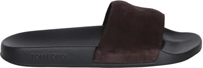 Tom Ford Bruine Suède Sandalen met Logodetail