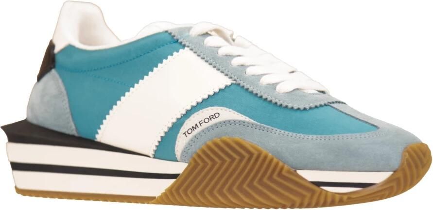 Tom Ford Sage Green en Cream White Leren Sneakers Blue Heren - Foto 3