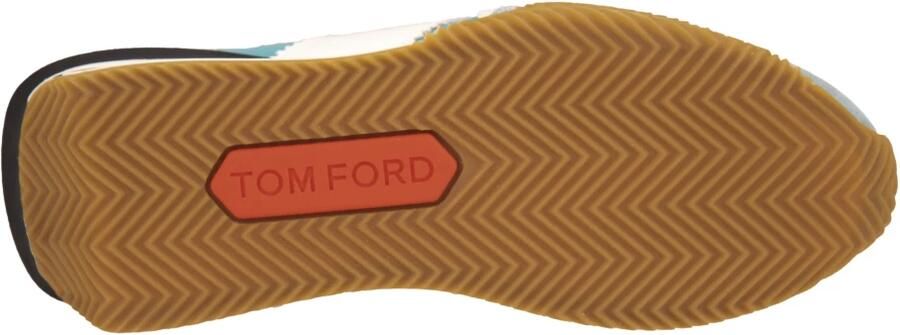 Tom Ford Sage Green en Cream White Leren Sneakers Blue Heren - Foto 4