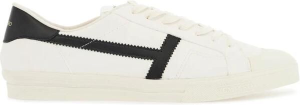 Tom Ford Witte lage leren sneakers met klittenband - Foto 2