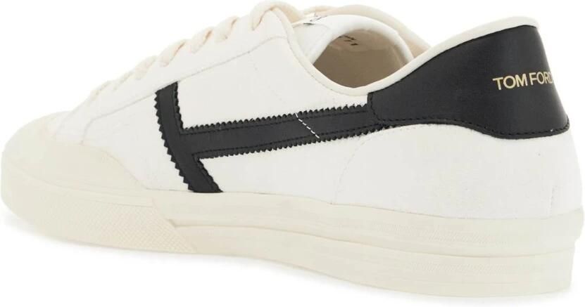 Tom Ford Witte lage leren sneakers met klittenband