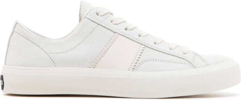 Tom Ford Witte en Beige Kalfsleren Lage Sneakers Wit Heren