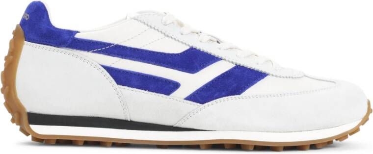 Tom Ford Witte Leren Sneakers met Paarse Accenten