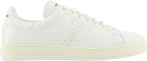 Tom Ford Witte Leren Sneakers met 'T' Perforatie