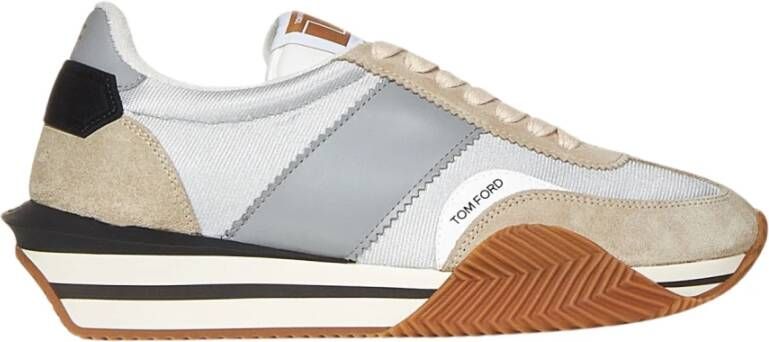 Tom Ford Zilveren Suède Sneakers Leren Details Multicolor Heren