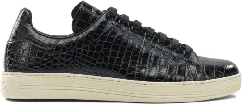 Tom Ford Zwarte Sneakers Krokodillenprint