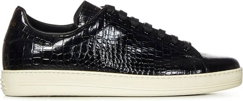 Tom Ford Zwarte sneakers met krokodillenprint Black Heren