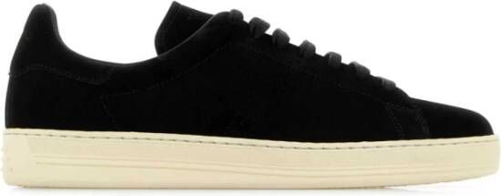 Tom Ford Suede Sneakers met Ronde Neus Black Heren