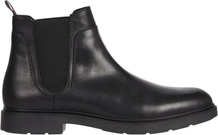 Tommy Hilfiger Chelsea-boots ELEVATED ROUNDED LTH CHELSEA met stretchinzet