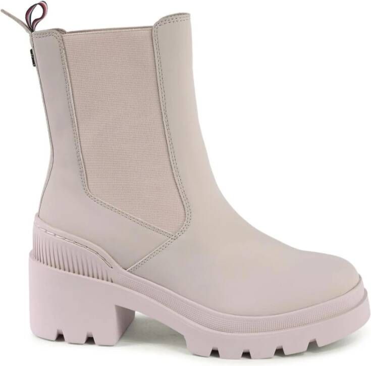 Tommy Hilfiger Beige Blokhak Chelsea Laarzen
