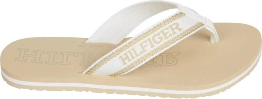 Tommy Hilfiger Teenslippers HILFIGER BEACH SANDAL zomerschoen slippers poolslides met logo-print op de bovenste zool