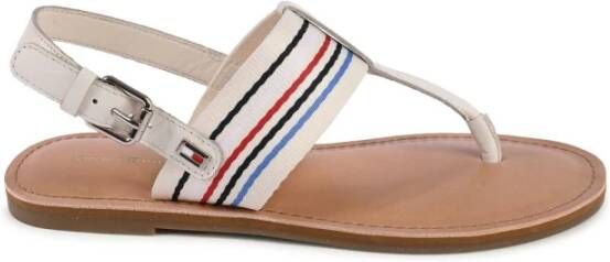 Tommy Hilfiger Beige Gestreepte Platte Sandalen